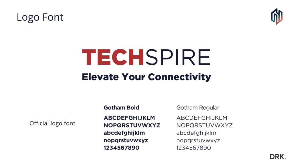 TECHSPIRE digital ecosystem slide by Dutch designer Dirk van Eck showing interconnected tech layers from smart home to cloud and AI, framed with logo and tagline “Elevate Your Connectivity” on red background
