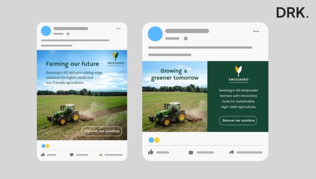 SwissAgro AG socialmediavisuals ontworpen door Dutch visual storyteller and digital designer Dirk van Eck, met Zwitserse landbouwbeelden en teksten over duurzame, opbrengstgerichte landbouw